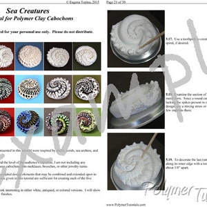 Example pages form the polymer clay tutorial Sea Creatures by Eugena Topina