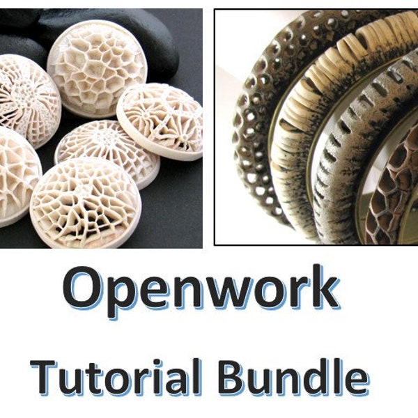 2 TUTORIALS Openwork Polymer Clay Pendants and Bracelets, pdf tutorials, no fancy tools or materials needed