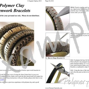 Example pages from Openwork Bracelets polymer clay tutorial by Eugena Topina.