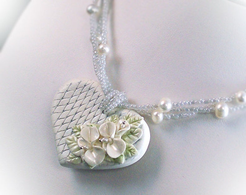 TUTORIAL Polymer Clay Heart Necklace with Sculpted Orchids and Handmade Necklace Ends, Instant Download, PDF image 3