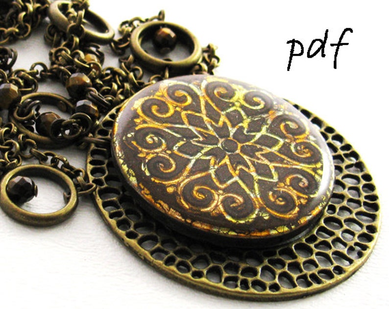 Project 1 from Fantastic Filigree tutorial: polymer clay and resin pendant