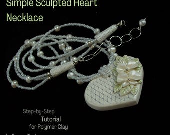 Tutorial: Collar de corazón de arcilla polimérica con colgante de orquídea esculpida (archivo PDF)