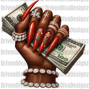 Girl Hand with Cash PNG | Stack of Money Clipart | Boss Babe PNG | Red Nails holding money | Money in hand ClipArt | Luxury Fashion PNG