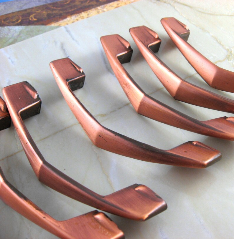 Vintage Copper Drawer Pulls Set of 8 Etsy