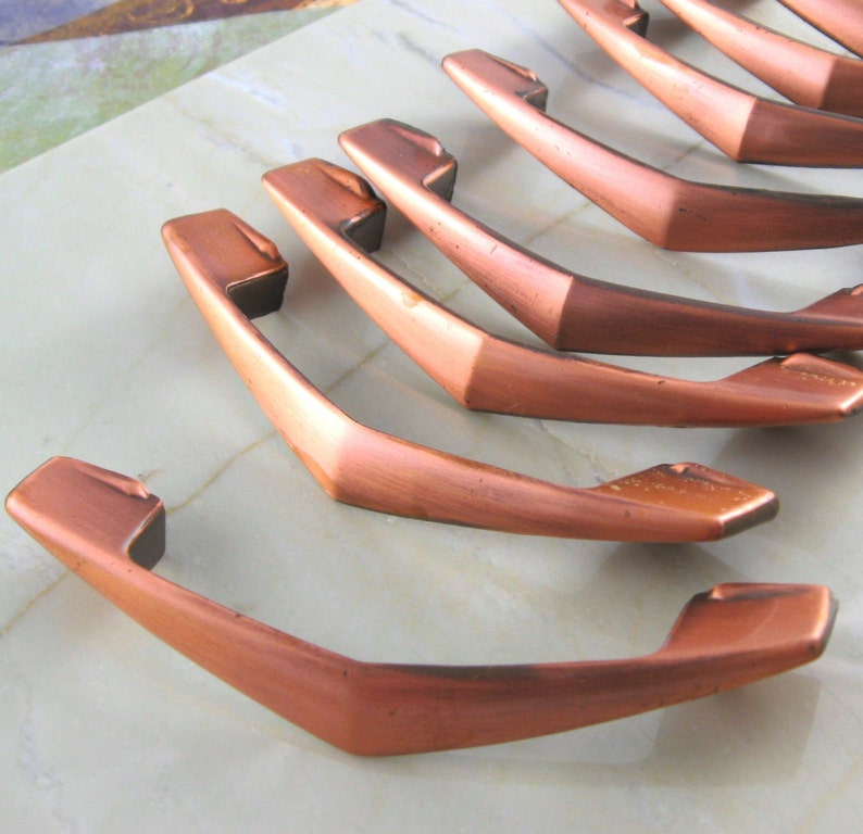 Vintage Copper Drawer Pulls Set of 8 Etsy