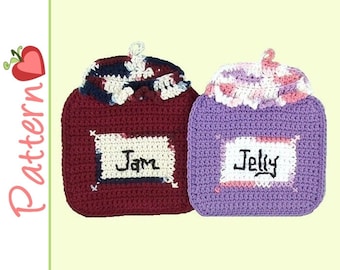 Jam and Jelly Jar Potholders Crochet Pattern pdf, Sweet Country Goodness