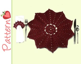 Placemat, Napkin Ring Crochet Pattern pdf, Pretty Petaled, Perfect for Everyday or Holidays