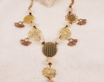 Herkimer Diamond Sacred Geometry Over-the-Top Statement Necklace