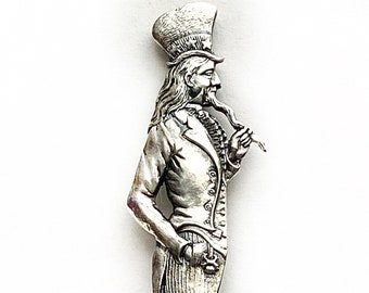 Uncle Sam, souvenir spoon, antique, circa 1891,  sterling silver, demitasse size.