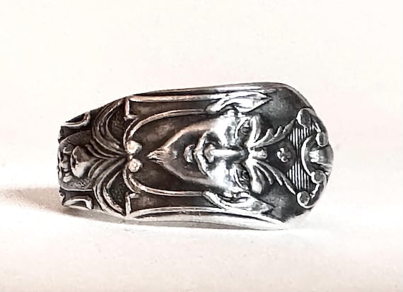 Antique Devil, Satan spoon ring, silver plated. R… - image 2