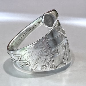 Nantucket ring. mens sterling, statement ring, silver spoon ring, Windmill, by Durgin circa 1891. Luxury jewelry image 3