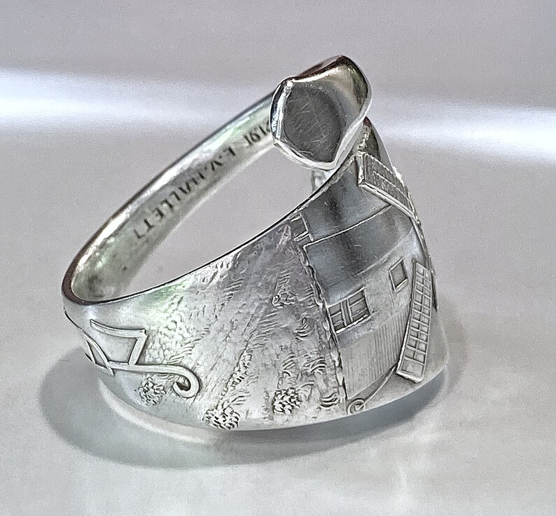 Nantucket ring. mens sterling, statement ring, silver spoon ring, Windmill, by Durgin circa 1891. Luxury jewelry image 3