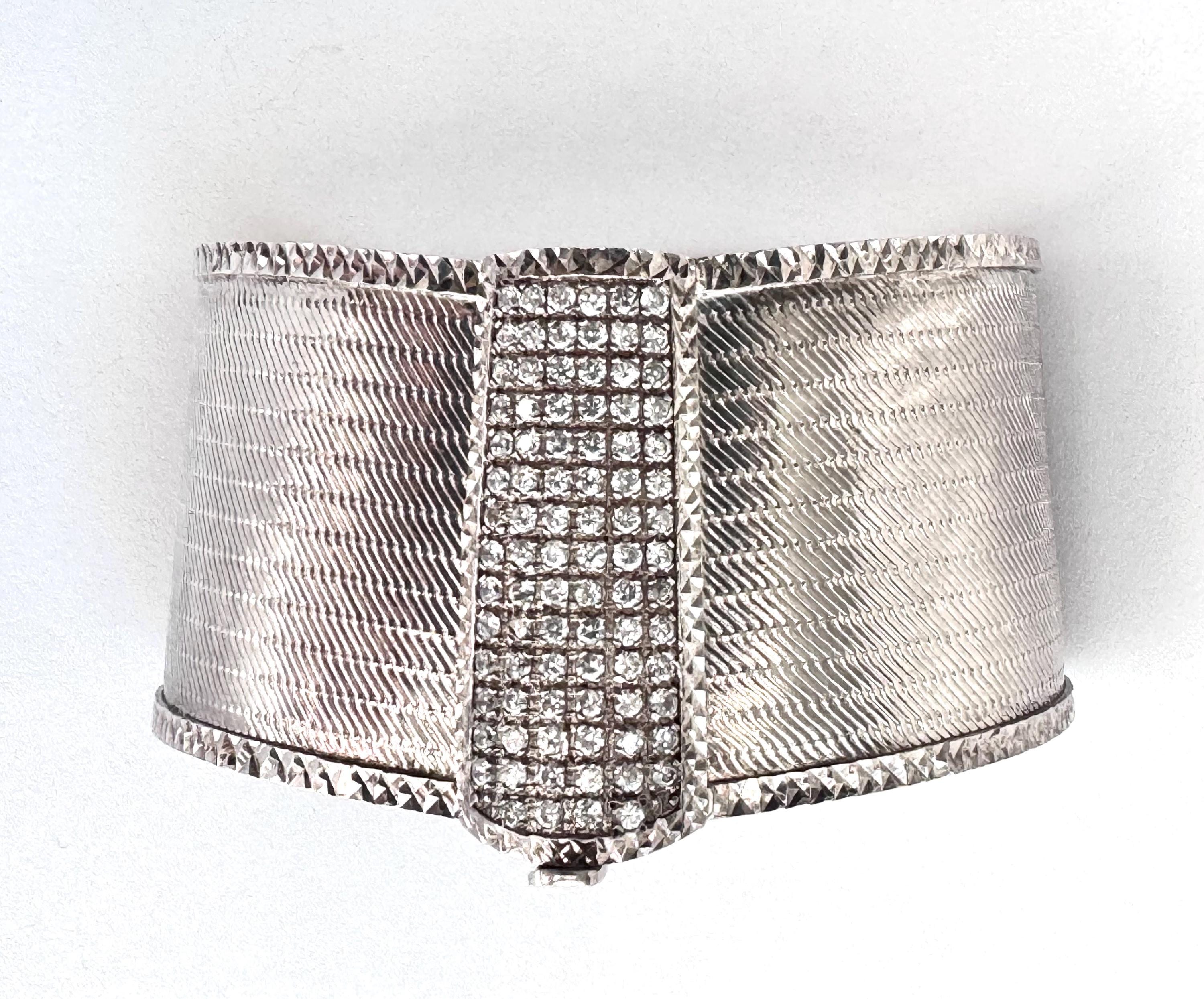 Elegant Sterling Silver 925 cubic zirconium buckle Mesh Bracelet Rachel Glauber Gold Plated Sterling Silver With Cubic  main image 3