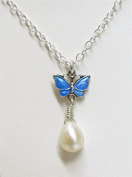 Vintage Enamel Butterfly Pendant Necklace. Bahner. Rare | Etsy