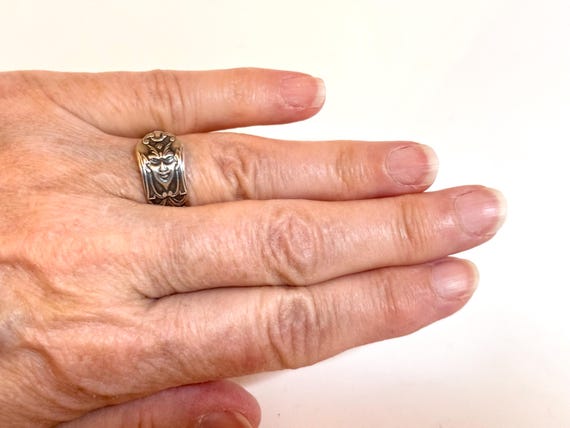 Antique Devil, Satan spoon ring, silver plated. R… - image 4