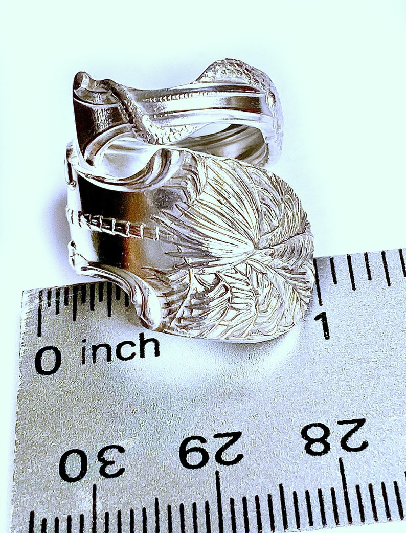 Palm tree spoon ring, Alligator, crocodile , antique,Sterling Silver image 3