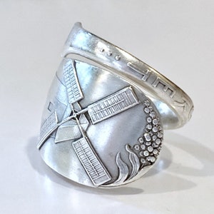 Nantucket ring. mens sterling, statement ring, silver spoon ring, Windmill, by Durgin circa 1891. Luxury jewelry image 2