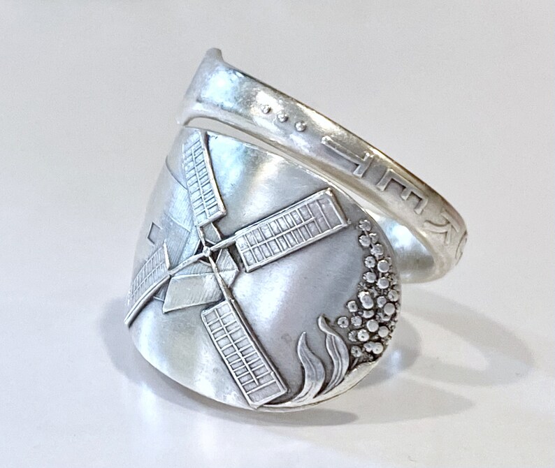 Nantucket ring. mens sterling, statement ring, silver spoon ring, Windmill, by Durgin circa 1891. Luxury jewelry image 2