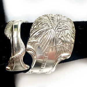 Palm tree spoon ring, Alligator, crocodile , antique,Sterling Silver image 5