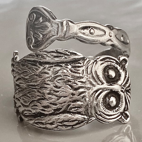 Vintage Owl spoon ring. Silver. 1950’s. Holland.