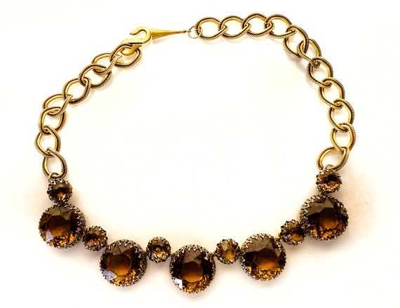 Christian Dior necklace, large topaz rhinestones,… - image 3