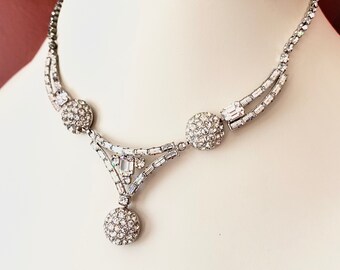 Art Deco Crystal Necklace. Open Back. Wedding Bridal Necklace. | Etsy