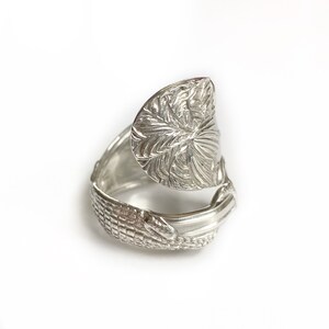 Palm tree spoon ring, Alligator, crocodile , antique,Sterling Silver image 2