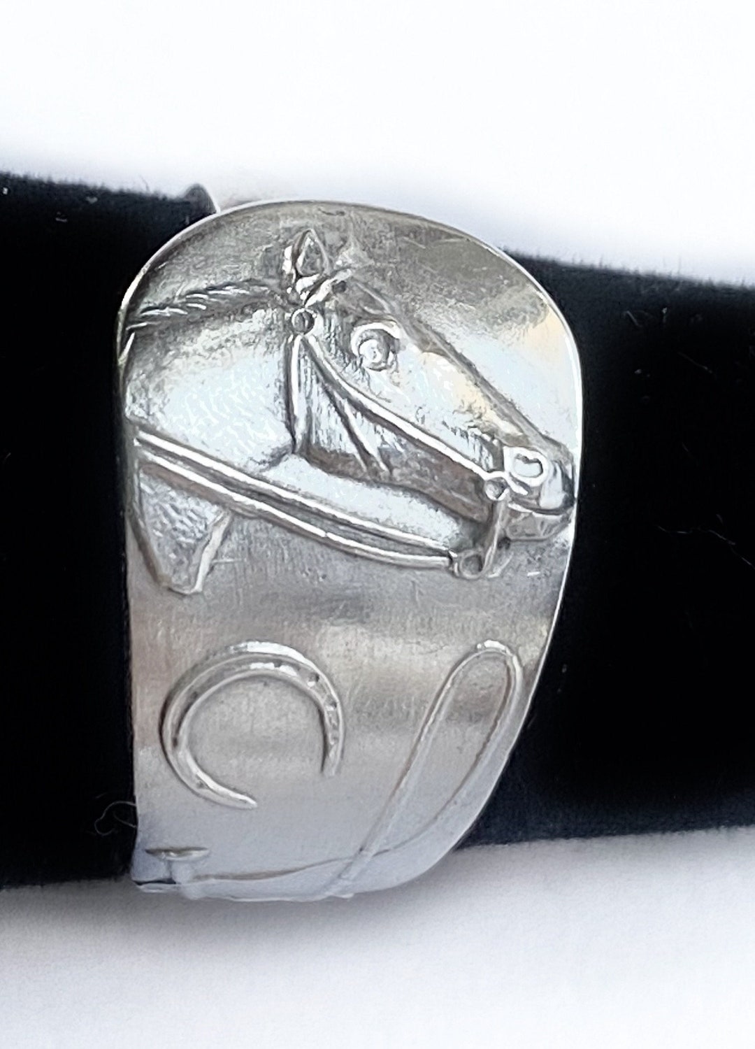 Small Rectangle Riding Ring Equestrian Ring, Horse, Riding, Spoon Ring , Antique , Sterling Silver ...