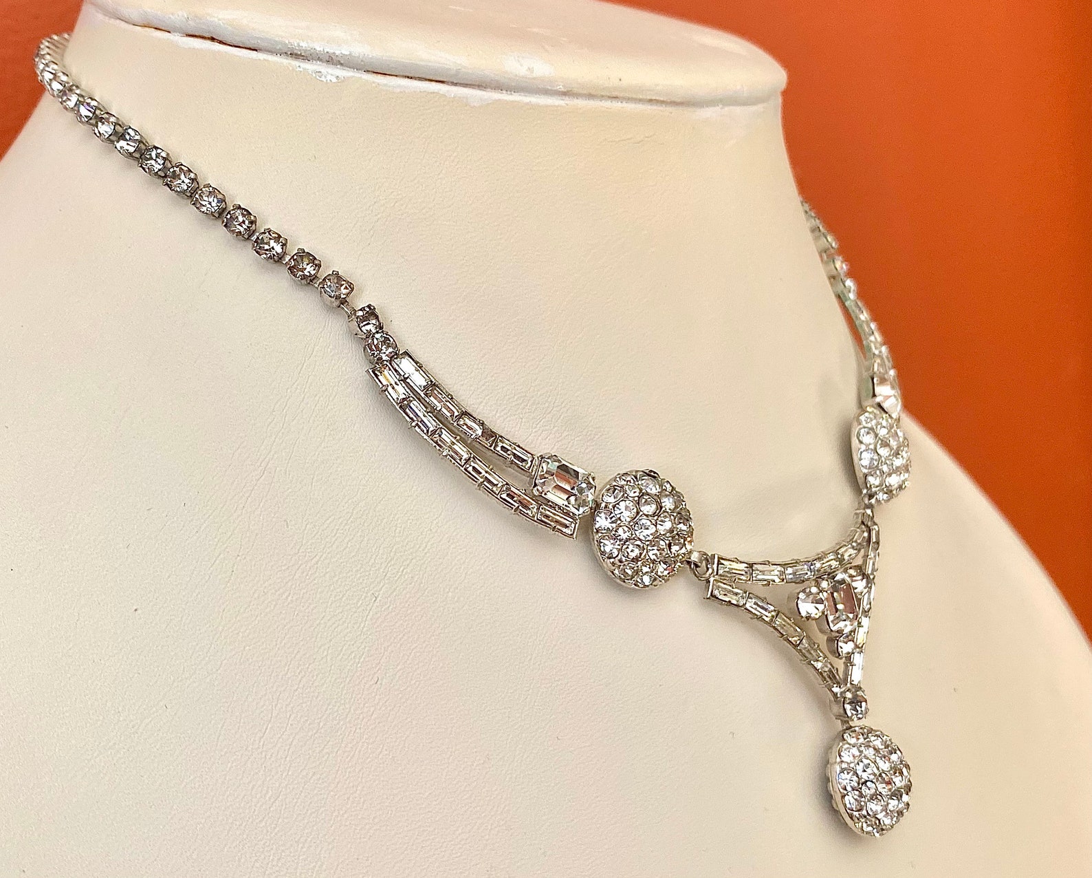 Antique Art Deco Crystal Necklace. Etsy