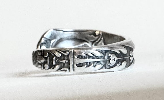 Antique Devil, Satan spoon ring, silver plated. R… - image 3
