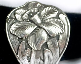 Daffodil spoon ring, daffodil jewelry, gift for her, antique, sterling silver