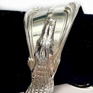 Palm tree spoon ring, Alligator, crocodile , antique,Sterling Silver image 4