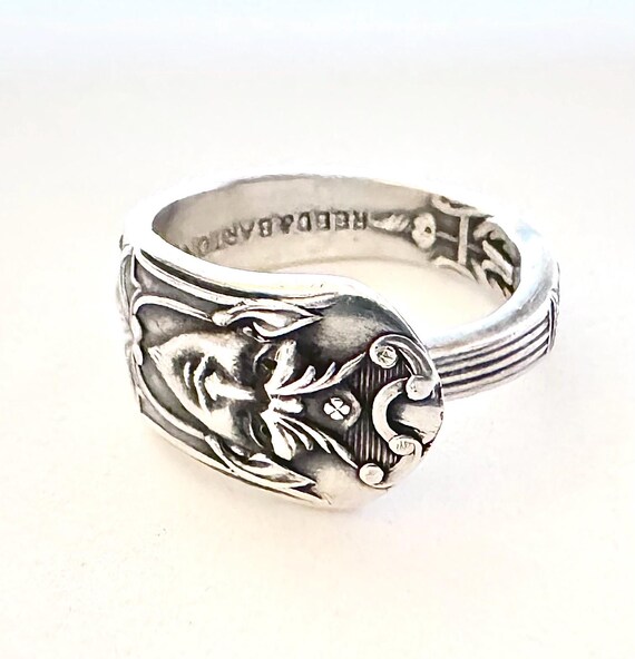 Antique Devil, Satan spoon ring, silver plated. R… - image 5
