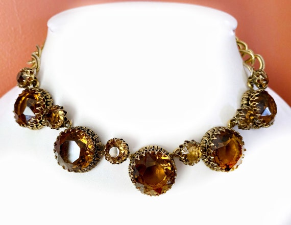 Christian Dior necklace, large topaz rhinestones,… - image 1