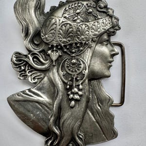 Vintage 1970s Belt Buckle, Boho, Hippie. Alphonse Mucha  display picture 1