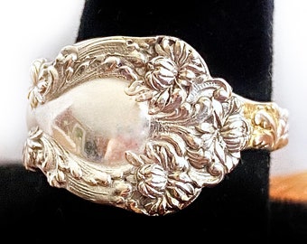 Chrysanthemum spoon ring, sterling silver, antique, by Gorham.