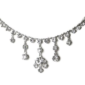 Art Deco crystal necklace. Open back. Wedding bridal necklace. rhinestone necklace.