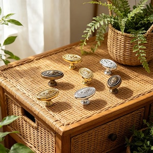 Vintage Brass Drawer Pull, Chrome Ring Cabinet Knob, Modern Minimalist Wardrobe Handle, Luxury European Furniture Hardware, Elegant Accent