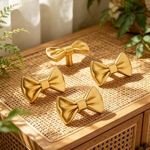Tiradores de cajón con forma de pajarita, pomos minimalistas modernos para armarios, herrajes de latón para armarios, elegantes detalles decorativos para muebles, decoración chic para el hogar.