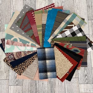 Textured, Upholstery, and Decor Fabric Scrap Snippet Bundle 25+ Small Pieces for Mixed Media, Junk Journals, Fabric Art, Scrap Crafts