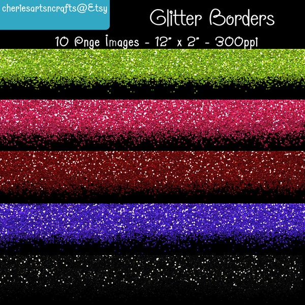 Glitter Borders | PNG Digital Borders | Glitter Overlays | Digital Downloads Clip Art Files | Digital Scrapbooking | Glitter Graphics | Art
