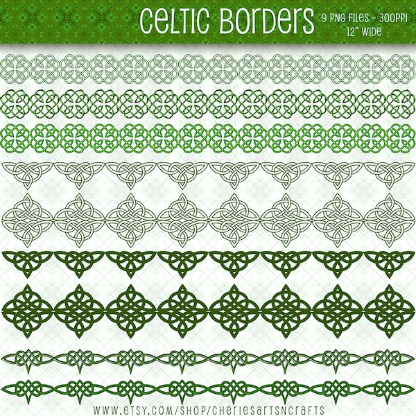 Celtic Borders, Celtic Clip Art, PNG Borders, Digital Borders, Celtic Digital Borders, Digital Scrapbooking, Digital Downloads, Clip Art