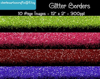 Glitter Borders | PNG Digital Borders | Glitter Overlays | Digital Downloads Clip Art Files | Digital Scrapbooking | Glitter Graphics | Art