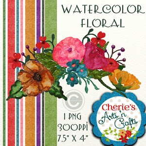 Watercolor Floral Digital Motif, Watercolor Clip Art, Floral Swag Graphic, Digital Download, Digital Scrapbooking Element, Clip Art, Digital