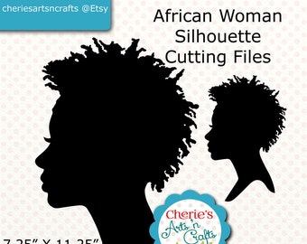 African Woman Silhouette Clip Art | SVG Cut Files | Woman Silhouette Cutting Files | DXF, Ai, EPS Graphics | Designer Resources Clip Art