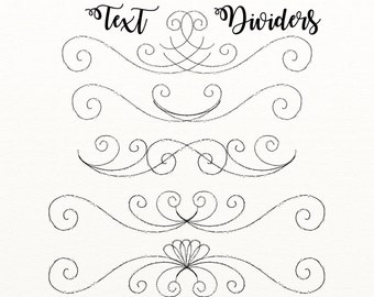 Swashes | Inky Digital Text Dividers | PNG Graphics | Digital Borders | Hand Drawn Decorative Text Dividers | Faux Ink Digital Clip Art