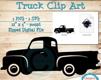 Vintage Truck SVG and PNG Clip Art | Designer Resources | Pickup Truck Cutting File | Digital Download | Truck Graphics | Add Your Own Art