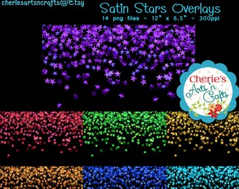 Shiny Stars Overlays | Star Borders | PNG Digital Borders | Decorative Borders | Photoshop Overlays Digital Files | Shining Stars Clip Art