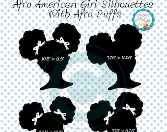 Afro Puffs Clip Art | African American Girl Silhouette | Natural Hair | Afro Puffs Hair Style Clip Art | Designer Resources Clip Art | PNG