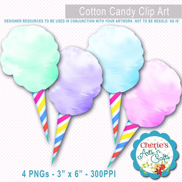 Cotton Candy Clip Art | Designer Resources | Candy Clipart | Digital Clipart | Instant Download | PNG Clipart | Circus Candy Clip Art